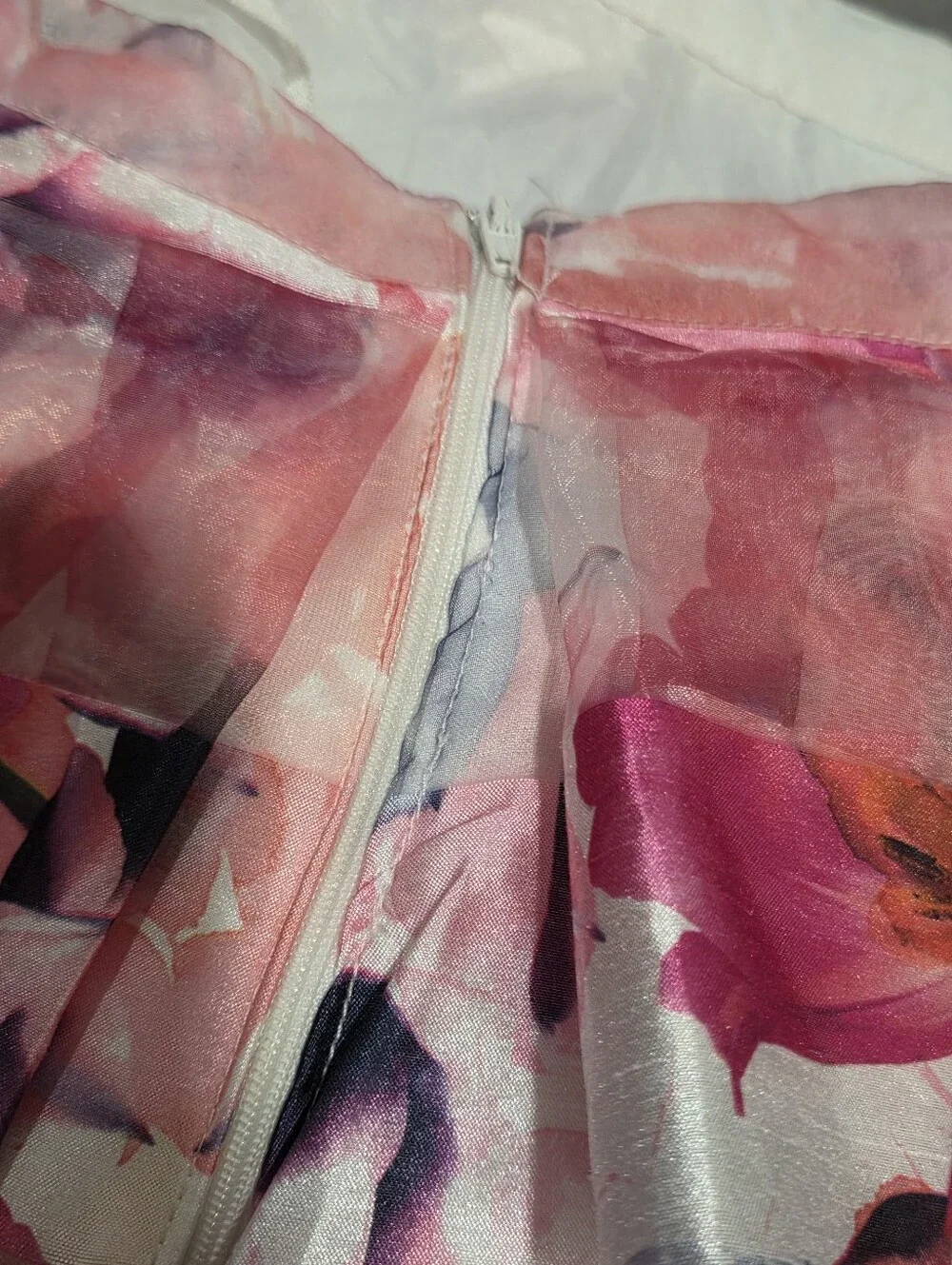 Sequin Hearts Floral Tiered Circle Skirt in Pink & Coral
